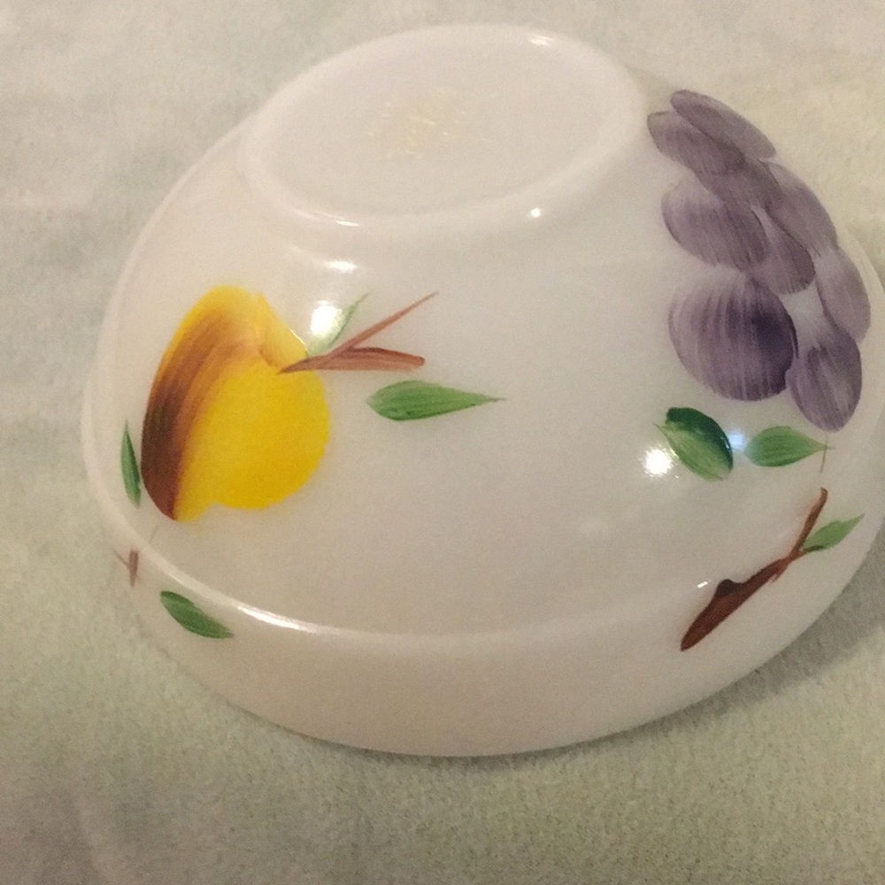 Vintage milk glass fire king bowl hand painted